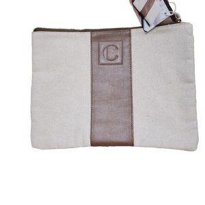 New Kirkland’s leather monogram canvas zip pouch - L (NWT)